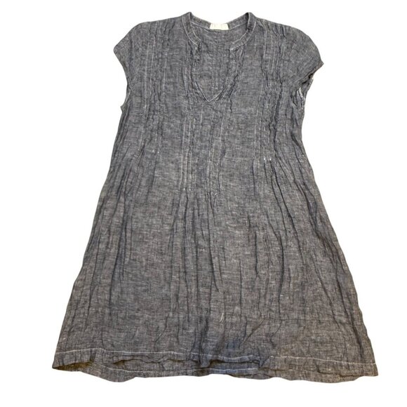 CP Shades Womens Linen Pleated Dress Gray M - Picture 1 of 7